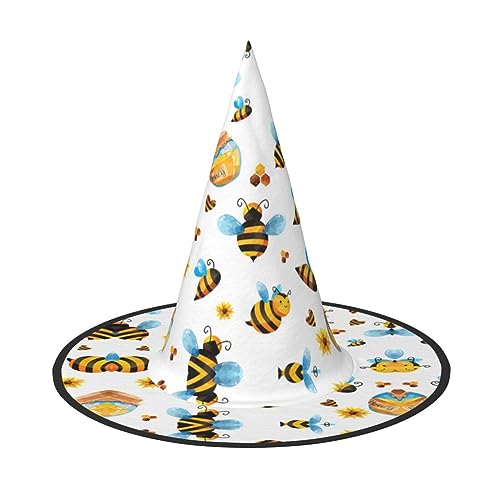 Vuoongt Cartoon-Bienenmuster-Druck, Halloween-Hut, vielseitig, leicht, Kostümzubehör, faltbarer Spitzhut Vuoongt Cartoon-Bienenmuster-Druck, Halloween-Hut, vielseitig, leicht, Kostümzubehör, faltbarer Spitzhut von Vuoongt