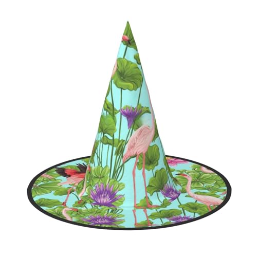 Vuoongt Flamingo-Liebesblumen-Druck, Halloween-Hut, vielseitig, leicht, Kostümzubehör, faltbar, spitzer Hut Vuoongt Flamingo-Liebesblumen-Druck, Halloween-Hut, vielseitig, leicht, Kostümzubehör, faltbar, spitzer Hut von Vuoongt