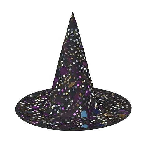 Vuoongt Glitzernder Pailletten-Punktdruck, Halloween-Hut, vielseitig, leicht, Kostümzubehör, faltbarer Spitzhut Vuoongt Glitzernder Pailletten-Punktdruck, Halloween-Hut, vielseitig, leicht, Kostümzubehör, faltbarer Spitzhut von Vuoongt