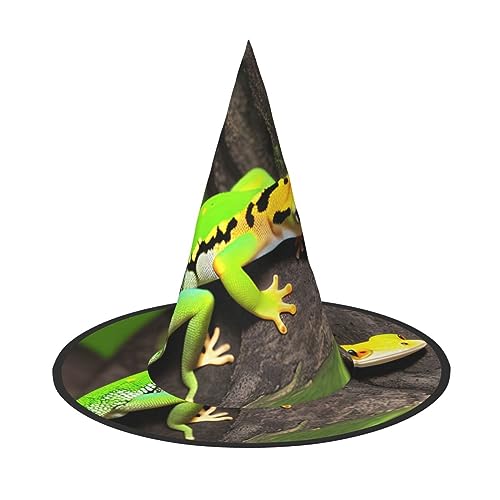 Vuoongt Grüner Geckos-Druck, Halloween-Hut, vielseitig, leicht, Kostümzubehör, faltbar, spitzer Hut Vuoongt Grüner Geckos-Druck, Halloween-Hut, vielseitig, leicht, Kostümzubehör, faltbar, spitzer Hut von Vuoongt