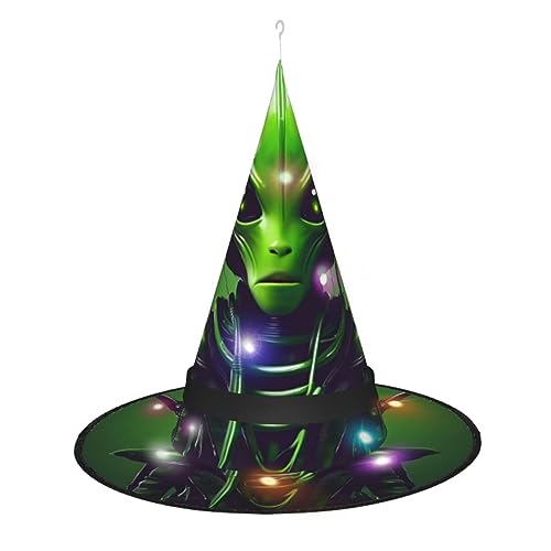Vuoongt Grüner Halloween-Hut mit langen Ohren, Alien-Druck, vielseitig, leicht, Kostümzubehör, faltbar, spitz, Hutwithlight Vuoongt Grüner Halloween-Hut mit langen Ohren, Alien-Druck, vielseitig, leicht, Kostümzubehör, faltbar, spitz, Hutwithlight von Vuoongt