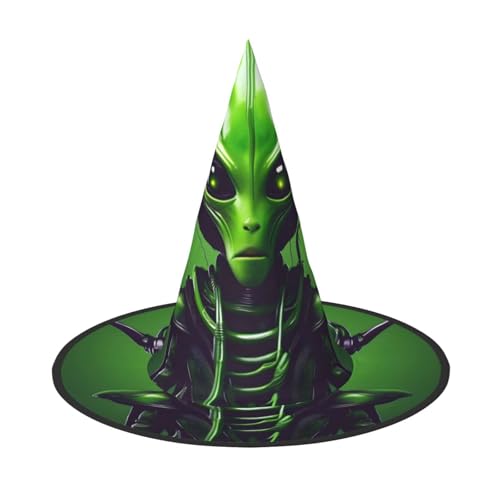 Vuoongt Grüner Hut mit langen Ohren, Alien-Druck, Halloween-Hut, vielseitig, leicht, Kostümzubehör, faltbar, spitzer Hut Vuoongt Grüner Hut mit langen Ohren, Alien-Druck, Halloween-Hut, vielseitig, leicht, Kostümzubehör, faltbar, spitzer Hut von Vuoongt