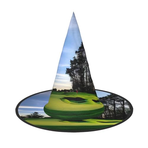 Vuoongt Halloween-Hut mit Golfplatz- und Baumdruck, vielseitig, leicht, Kostümzubehör, faltbar, spitzer Hut Vuoongt Halloween-Hut mit Golfplatz- und Baumdruck, vielseitig, leicht, Kostümzubehör, faltbar, spitzer Hut von Vuoongt