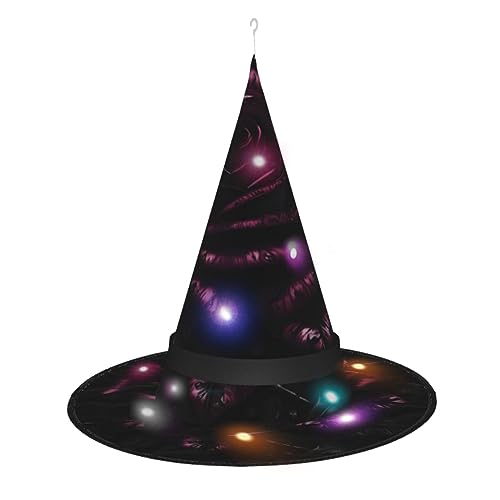 Vuoongt Halloween-Hut mit Gothic-Rosendruck, vielseitig, leicht, Kostümzubehör, faltbar, spitz, Hutwithlight von Vuoongt