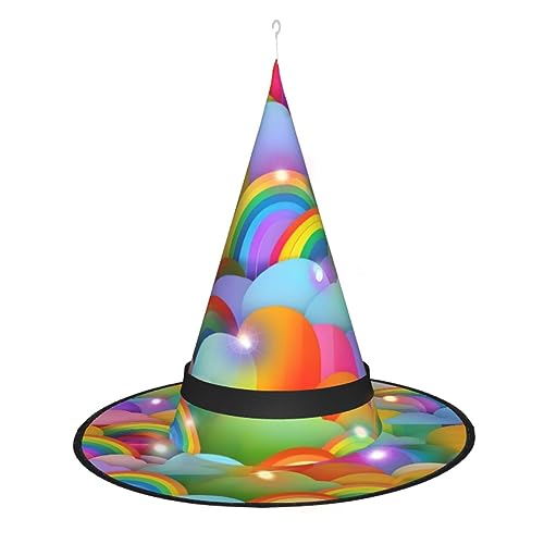 Vuoongt Halloween-Hut mit Regenbogen-Herz-Muster, vielseitig, leicht, Kostümzubehör, faltbar, spitz, Hutwithlight Vuoongt Halloween-Hut mit Regenbogen-Herz-Muster, vielseitig, leicht, Kostümzubehör, faltbar, spitz, Hutwithlight von Vuoongt