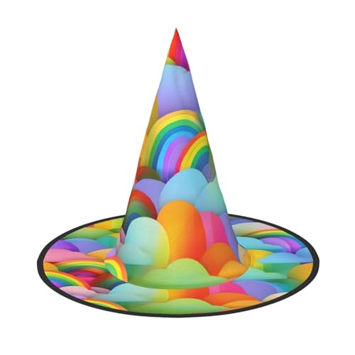 Vuoongt Halloween-Hut mit Regenbogen-Herzmuster, vielseitig, leicht, Kostümzubehör, faltbar, spitzer Hut Vuoongt Halloween-Hut mit Regenbogen-Herzmuster, vielseitig, leicht, Kostümzubehör, faltbar, spitzer Hut von Vuoongt