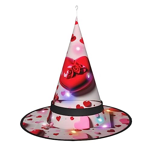 Vuoongt Halloween-Hut mit Valentinstag-Aufdruck, vielseitig, leicht, Kostüm-Zubehör, faltbar, spitz, Hutlicht Vuoongt Halloween-Hut mit Valentinstag-Aufdruck, vielseitig, leicht, Kostüm-Zubehör, faltbar, spitz, Hutlicht von Vuoongt
