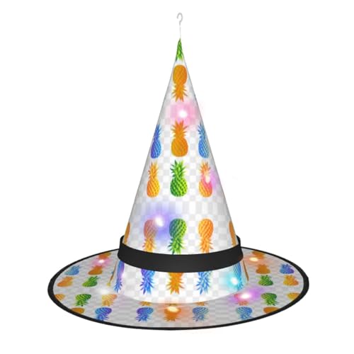 Vuoongt Halloween-Hut mit buntem Ananas-Druck, vielseitig, leicht, Kostüm-Zubehör, faltbar, spitz, Hutlicht Vuoongt Halloween-Hut mit buntem Ananas-Druck, vielseitig, leicht, Kostüm-Zubehör, faltbar, spitz, Hutlicht von Vuoongt