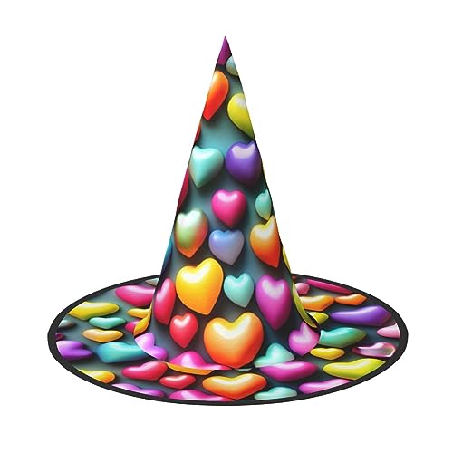Vuoongt Halloween-Hut mit bunten Regenbogen-Herzen, vielseitig, leicht, Kostüm-Zubehör, faltbar, spitzer Hut Vuoongt Halloween-Hut mit bunten Regenbogen-Herzen, vielseitig, leicht, Kostüm-Zubehör, faltbar, spitzer Hut von Vuoongt