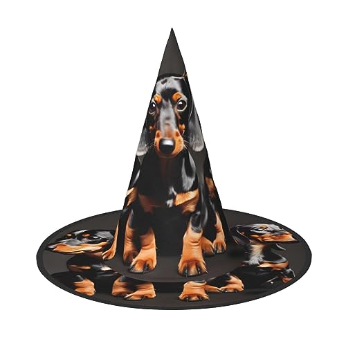 Vuoongt Halloween-Hut mit drei Dackeln, vielseitig, leicht, Kostümzubehör, faltbar, spitzer Hut Vuoongt Halloween-Hut mit drei Dackeln, vielseitig, leicht, Kostümzubehör, faltbar, spitzer Hut von Vuoongt
