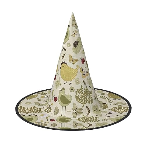 Vuoongt Halloween-Hut mit gelben Blättern, Huhn-Druck, vielseitig, leicht, Kostümzubehör, faltbar, spitzer Hut Vuoongt Halloween-Hut mit gelben Blättern, Huhn-Druck, vielseitig, leicht, Kostümzubehör, faltbar, spitzer Hut von Vuoongt
