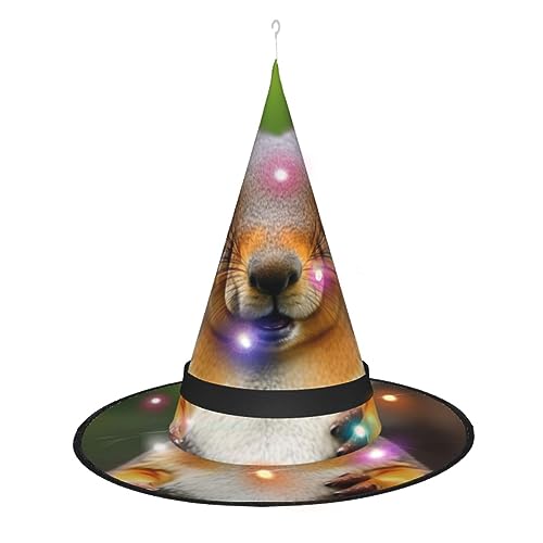 Vuoongt Halloween Hut mit lustigem Tierdruck, vielseitig und leicht, Kostümzubehör, Spitz Hut mit Licht von Vuoongt