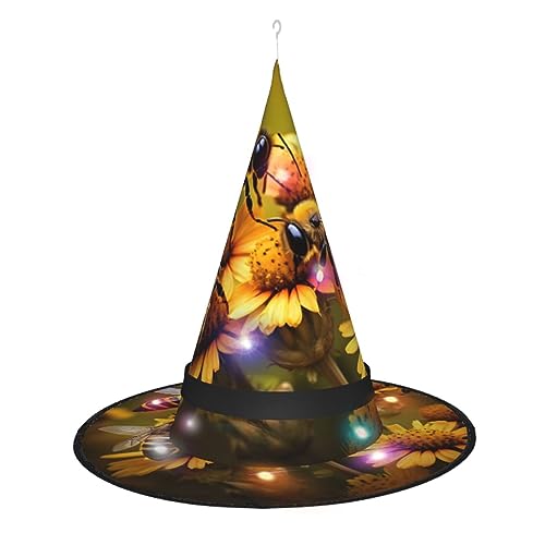 Vuoongt Ländlicher Honigbienen-Blumen-Druck, Halloween-Hut, vielseitig, leicht, Kostümzubehör, faltbar, spitz, Hutwithlight Vuoongt Ländlicher Honigbienen-Blumen-Druck, Halloween-Hut, vielseitig, leicht, Kostümzubehör, faltbar, spitz, Hutwithlight von Vuoongt