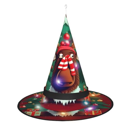 Vuoongt Lustiger Weihnachtselch-Druck, Halloween-Hut, vielseitig, leicht, Kostümzubehör, faltbar, spitz, Hutwithlight Vuoongt Lustiger Weihnachtselch-Druck, Halloween-Hut, vielseitig, leicht, Kostümzubehör, faltbar, spitz, Hutwithlight von Vuoongt