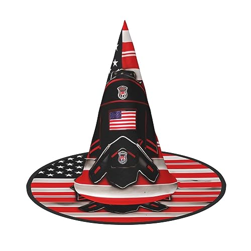 Vuoongt Red Line Feuerwehrmann USA-Flagge Druck Halloween Hut Vielseitiges Leichtes Kostüm Zubehör Faltbarer Spitzhut Vuoongt Red Line Feuerwehrmann USA-Flagge Druck Halloween Hut Vielseitiges Leichtes Kostüm Zubehör Faltbarer Spitzhut von Vuoongt