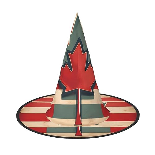 Vuoongt Retro Kanada Flagge Muster Druck Halloween Hut Vielseitig Leicht Kostüm Zubehör Faltbarer Spitzhut Vuoongt Retro Kanada Flagge Muster Druck Halloween Hut Vielseitig Leicht Kostüm Zubehör Faltbarer Spitzhut von Vuoongt
