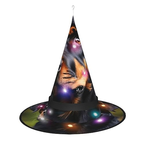 Vuoongt Rottweiler-Muster-Druck, Halloween-Hut, vielseitig, leicht, Kostümzubehör, faltbar, spitz, Hutwithlight Vuoongt Rottweiler-Muster-Druck, Halloween-Hut, vielseitig, leicht, Kostümzubehör, faltbar, spitz, Hutwithlight von Vuoongt