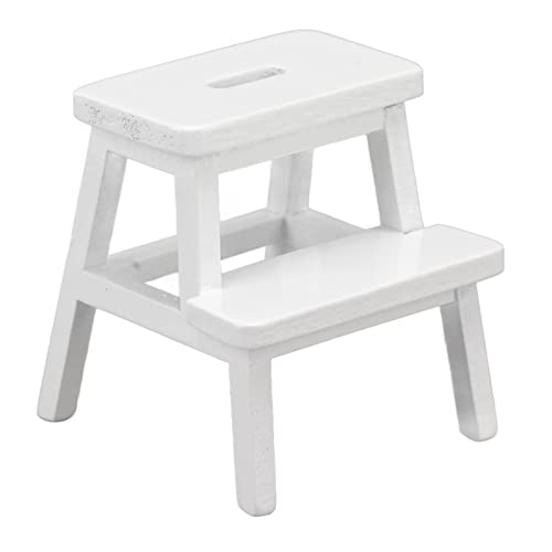 2 Stufen Hocker, 1/12 Puppenhaus Hocker Vivid 4 Stuhlbein 2 Stufen Leichte Rechteckige Form Mini Puppenhaus Möbelhocker Weiß (1) von Vvikizy