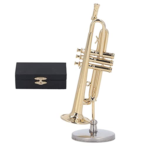 Miniatur -Trompete mit Stand and Case, Messing Miniatur -Trompetenmodell Mini Saxophon Trompete Ornament Taschen -Trompete Musikinstrument für Musikliebhaber und (3.54in) von Vvikizy