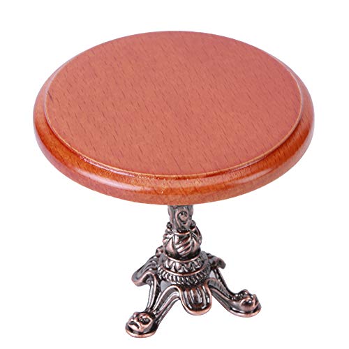 Vvikizy 1/12 Skala Dollhouse Miniaturtisch Metall Rundtabelle für Dollhouse mit Hellfarbener Exquisiter Verarbeitung (Amerikanischer runder Tisch) von Vvikizy