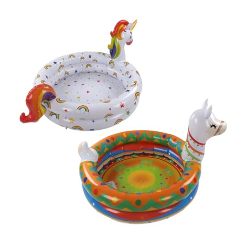 Vvikizy 2PCS Kids Kids Blasable Pool, Faltbarer Swimmingpool Blow Up Kiddie Pool Tragbarer Babypool Süßer Tierform Babypool für Haus Im Freien Im Freien von Vvikizy