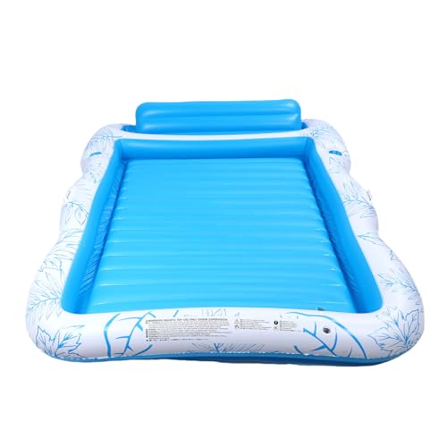 Vvikizy Aufblasbarer Bräunungspool, 81,9 X 53,9 Zoll Pool Schwimmendes Bett Liege Bad Bading Float Verdickter PVC -Pool mit Eingebautem Kissen für 2 Personen von Vvikizy
