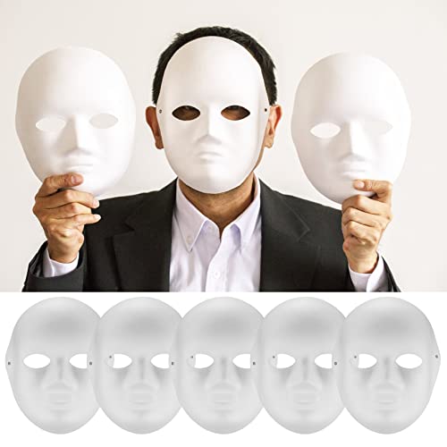 Vwoqiy 10 Stück DIY Weiße Papier Maske, Maskerade-Masken Zellstoff Blank zum Bemalen, Überstreichbare Papiermasken für Karneval, Cosplay, Halloween Party von Vwoqiy