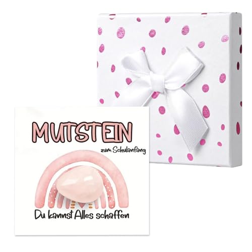 Vxcbad Einschulung Geschenk Glückssteine Jungen, Schulkind 2025 I Kleinigkeiten für die Schultüte,Geschenke zur Einschulung Schultüte Einschulungsgeschenk,Rosa von Vxcbad