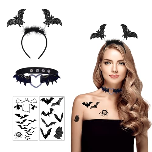 Vxcbad Halloween-Haarreif Fledermaus Fledermaus Kostüm Fledermaus-Accessoires-Set Glitzer-Zubehör für Karneval & Party, Einzigartiges Kostüm-Accessoire, Vxcbad Halloween-Haarreif Fledermaus Fledermaus Kostüm Fledermaus-Accessoires-Set Glitzer-Zubehör für Karneval & Party, Einzigartiges Kostüm-Accessoire, von Vxcbad