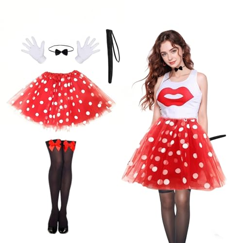 Vxcbad Karneval Kostüm Damen Maus Mouse Kostüm Damen TuTu Rock Mouse Ohren Cosplay Kostüm Accessoire für Halloween Und Weihnachten von Vxcbad