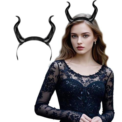 Vxcbad Maleficent Kostüm Damen Hörner Horn Gotisches Teufelshörner-Haarreif Schwarz für Rollenspiele Karneval Halloween-Kostüme Vxcbad Maleficent Kostüm Damen Hörner Horn Gotisches Teufelshörner-Haarreif Schwarz für Rollenspiele Karneval Halloween-Kostüme von Vxcbad