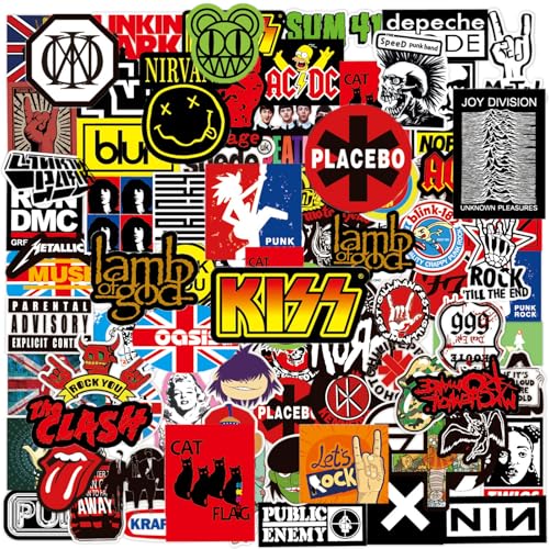 Vxcbad Punk Rock Aufkleber Set 100 Stück, Ideal für Rockliebhaber für Verschiedene Dekorationszwecke, Starker Haft, Mit Vielfältigen Farben und Verschiedenen (100pcs) von Vxcbad