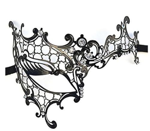 Vxcbad Schwarze Halbgesichtsmaske für Erwachsene für Maskenball und Partys – Einäugige Metallmaske mit Diamantenbesatz für Faschingsball und Party als Auftrittsrequisit Vxcbad Schwarze Halbgesichtsmaske für Erwachsene für Maskenball und Partys – Einäugige Metallmaske mit Diamantenbesatz für Faschingsball und Party als Auftrittsrequisit von Vxcbad