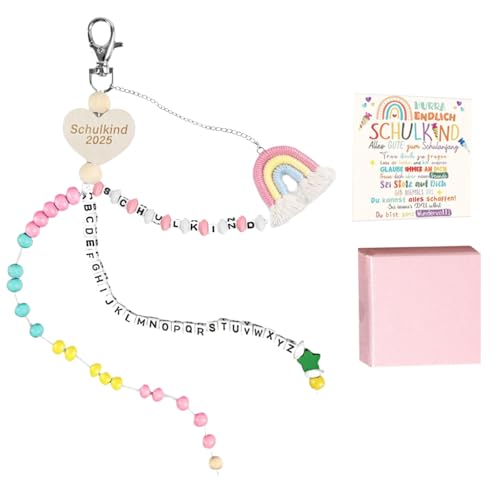 Vxcvzv Einschulung Geschenk, 1 Stück Rechenkette Geschenke Zur Einschulung, Schultüte Füllung Geschenk Glücksbringer mit Grußkarte Geschenkbox (Rosa) von Vxcvzv
