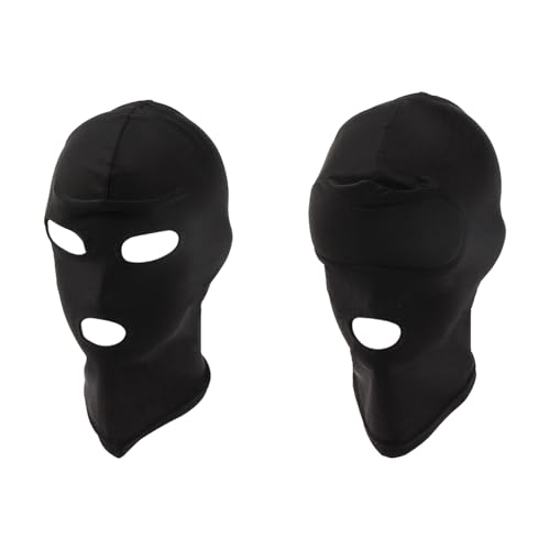Vxcvzv Erwachsenenkostümmaske, 2 Stück, schwarz, Vollgesichtshaube, offener Mund, Augen-Design, atmungsaktiv, elastisch, Kopfbedeckung für Paare, Rollenspiele, Partyspiele von Vxcvzv