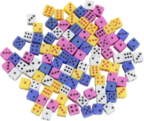 Set von 100 Mini Würfeln D6, 5mm, Kleine würfel, Farbige würfel, Vielfältig Einsetzbar für Casino-Themen, Brettspiele, Mathematikunterricht und Partys, Bunte Mischung von Vxiwscy