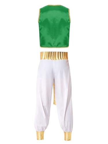 Vxuxlje Arabisches Kostüm Für Männer Aladin Kostüm Arabischer Prinz Für Feste Karneval Und Halloween Cosplay Spiel Grün&Weiß XXL von Vxuxlje