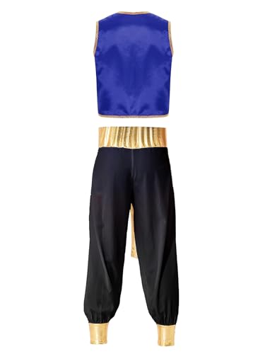 Vxuxlje Arabisches Kostüm Für Männer Aladin Kostüm Arabischer Prinz Für Feste Karneval Und Halloween Cosplay Spiel Königsblau&Schwarz XXL von Vxuxlje