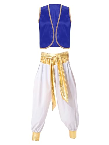 Vxuxlje Arabisches Kostüm Für Männer Aladin Kostüm Arabischer Prinz Für Feste Karneval Und Halloween Cosplay Spiel Königsblau&Weiß XXL von Vxuxlje