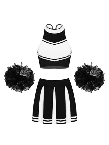 Vxuxlje Cheerleader Kostüm Damen Cheerleader Outfit Ärmellose Uniform Kleid Mit Pom Poms Karneval Halloween Ein Schwarz XL Vxuxlje Cheerleader Kostüm Damen Cheerleader Outfit Ärmellose Uniform Kleid Mit Pom Poms Karneval Halloween Ein Schwarz XL von Vxuxlje