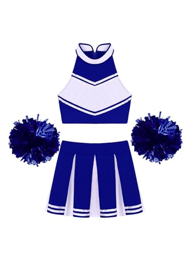 Vxuxlje Cheerleader Kostüm Damen Cheerleader Outfit Ärmellose Uniform Kleid Mit Pom Poms Karneval Halloween Ein königliches Blau L Vxuxlje Cheerleader Kostüm Damen Cheerleader Outfit Ärmellose Uniform Kleid Mit Pom Poms Karneval Halloween Ein königliches Blau L von Vxuxlje
