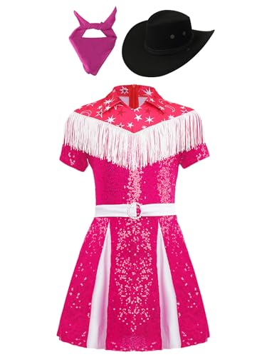 Vxuxlje Cowgirl Kostüm Kinder Mädchen Hippie Outfit Pailletten Glitzer Ballkleid Fransen Quasten Mini Kleid Mit Bandana Halstuch Hut Für Karneval Halloween Knalliges Pink 158-164 Vxuxlje Cowgirl Kostüm Kinder Mädchen Hippie Outfit Pailletten Glitzer Ballkleid Fransen Quasten Mini Kleid Mit Bandana Halstuch Hut Für Karneval Halloween Knalliges Pink 158-164 von Vxuxlje