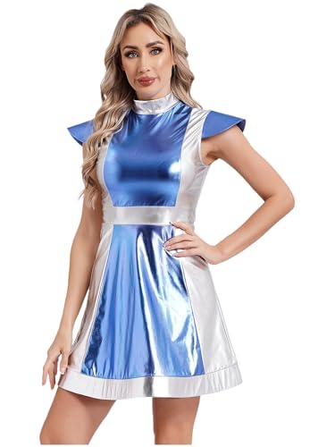 Vxuxlje Damen Astronaut Kostüm Space Girl Cosplay Faschingskostüm Alien Kostüm Halloween Metallic Kleid A-linie Minikleid Mottopartys Hellblau M Vxuxlje Damen Astronaut Kostüm Space Girl Cosplay Faschingskostüm Alien Kostüm Halloween Metallic Kleid A-linie Minikleid Mottopartys Hellblau M von Vxuxlje