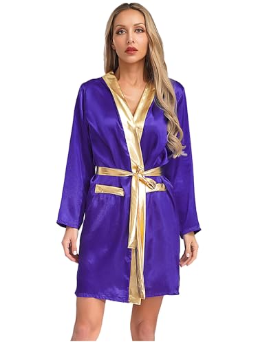 Vxuxlje Damen Boxmantel Boxen Satinmantel Mit Kapuze Muay Thai Uniformen Boxkampf Kostüm Halloween Mottopartys Rollenspiele Karnevalskostüm Lila 40 Vxuxlje Damen Boxmantel Boxen Satinmantel Mit Kapuze Muay Thai Uniformen Boxkampf Kostüm Halloween Mottopartys Rollenspiele Karnevalskostüm Lila 40 von Vxuxlje