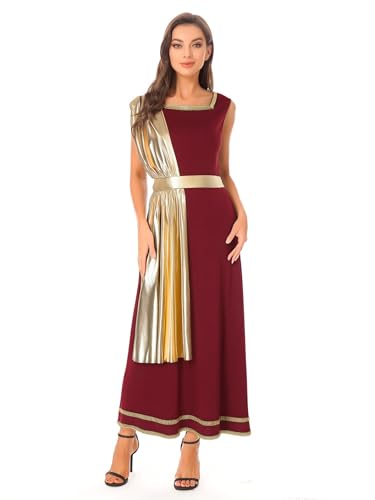Vxuxlje Damen Glitzer Griechische Göttin Kostüm Ärmellos Griechischen Toga Kostüm Metallic Patchwork Tunika Kleid Karnevalskostüm Halloween Copslay Burgundy S Vxuxlje Damen Glitzer Griechische Göttin Kostüm Ärmellos Griechischen Toga Kostüm Metallic Patchwork Tunika Kleid Karnevalskostüm Halloween Copslay Burgundy S von Vxuxlje