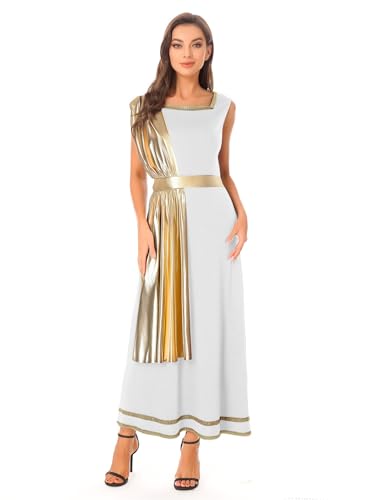 Vxuxlje Damen Glitzer Griechische Göttin Kostüm Ärmellos Griechischen Toga Kostüm Metallic Patchwork Tunika Kleid Karnevalskostüm Halloween Copslay Weißgold M Vxuxlje Damen Glitzer Griechische Göttin Kostüm Ärmellos Griechischen Toga Kostüm Metallic Patchwork Tunika Kleid Karnevalskostüm Halloween Copslay Weißgold M von Vxuxlje