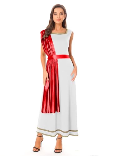 Vxuxlje Damen Glitzer Griechische Göttin Kostüm Ärmellos Griechischen Toga Kostüm Metallic Patchwork Tunika Kleid Karnevalskostüm Halloween Copslay weiß Rot S Vxuxlje Damen Glitzer Griechische Göttin Kostüm Ärmellos Griechischen Toga Kostüm Metallic Patchwork Tunika Kleid Karnevalskostüm Halloween Copslay weiß Rot S von Vxuxlje