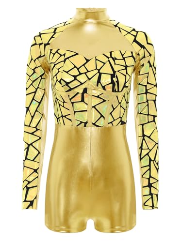 Vxuxlje Damen Glitzer Metallic Body Langarm Bodysuit Leder Jumpsuit Wetlook Leotard Tanzbody Clubwear Nachtclubs Gold XXL Vxuxlje Damen Glitzer Metallic Body Langarm Bodysuit Leder Jumpsuit Wetlook Leotard Tanzbody Clubwear Nachtclubs Gold XXL von Vxuxlje
