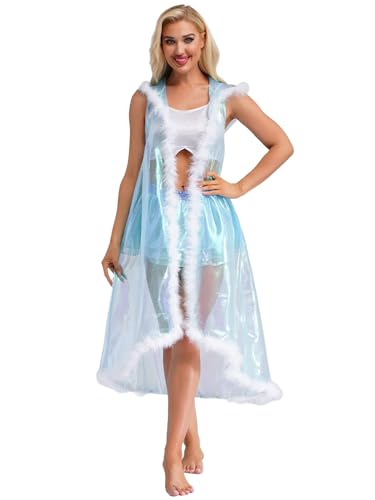 Vxuxlje Damen Glitzer Transparenter Kapuzenumhang Ärmellose Umhang mit Kapuze Rave Partys Clubwear Halloween Karnevalskostüm Blau L Vxuxlje Damen Glitzer Transparenter Kapuzenumhang Ärmellose Umhang mit Kapuze Rave Partys Clubwear Halloween Karnevalskostüm Blau L von Vxuxlje