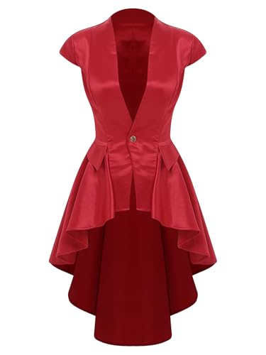 Vxuxlje Damen Gothic Steampunk Jacket Halloween Cosplay Set V-ausschnitt Kurzarm Mittelalter Retro Uniform Victorian Tailcoat Karnevalskostüm Burgundy XXL Vxuxlje Damen Gothic Steampunk Jacket Halloween Cosplay Set V-ausschnitt Kurzarm Mittelalter Retro Uniform Victorian Tailcoat Karnevalskostüm Burgundy XXL von Vxuxlje